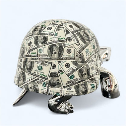 Money Print Turtle Silver Sculpture